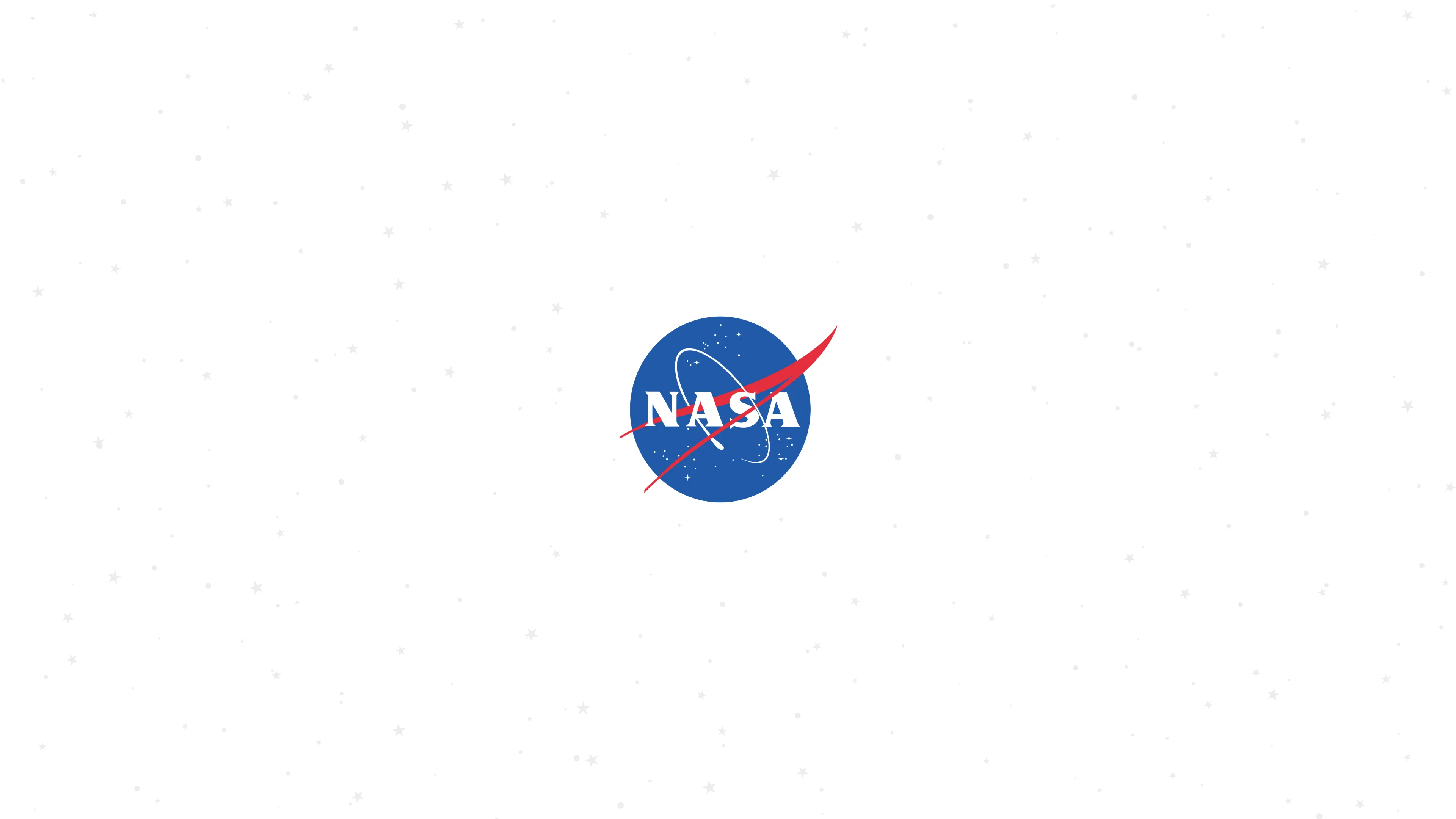 The NASA logo on white, with faint stars around it.