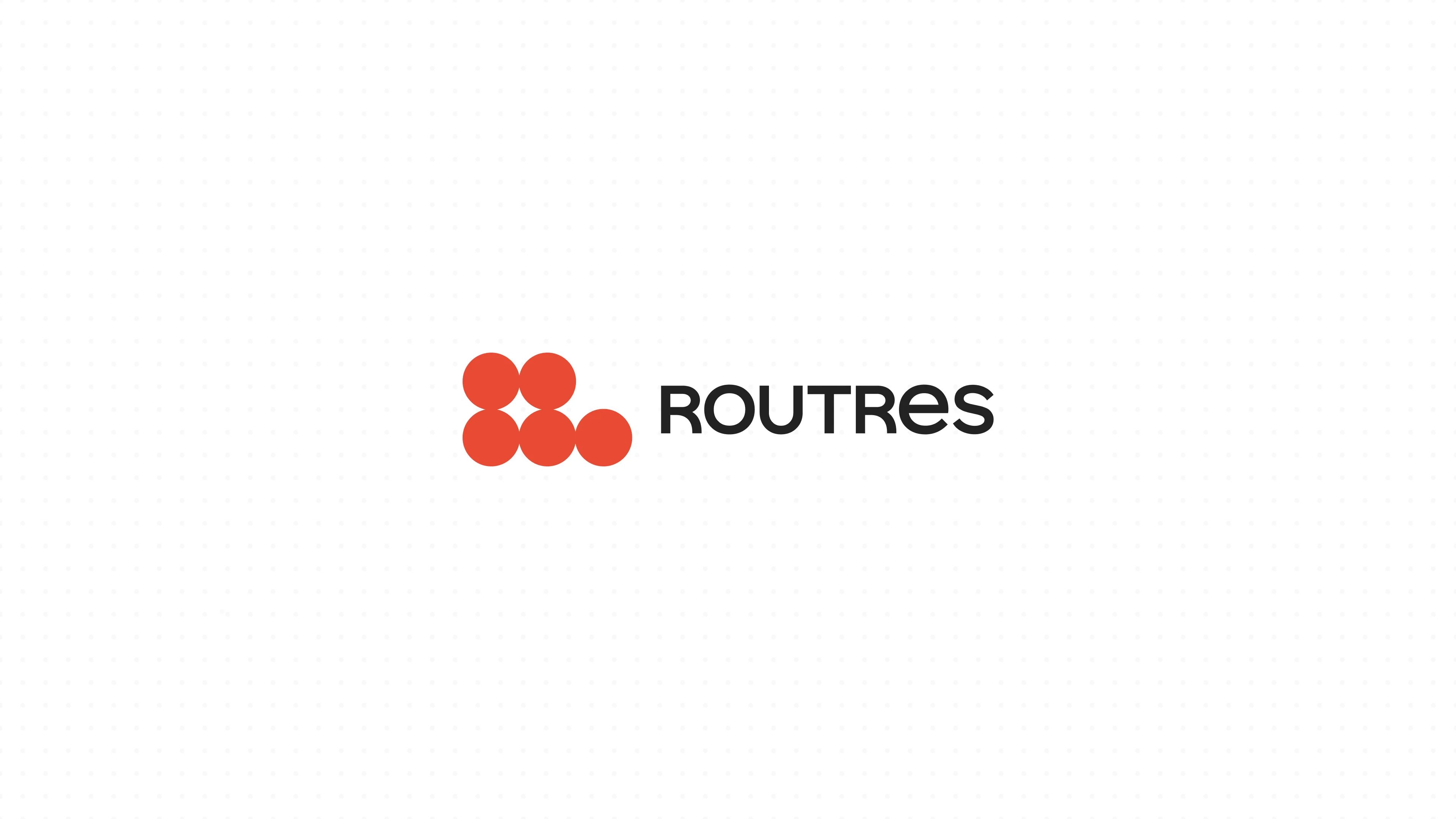 The Routres logo — red dots and the wordmark — on white.