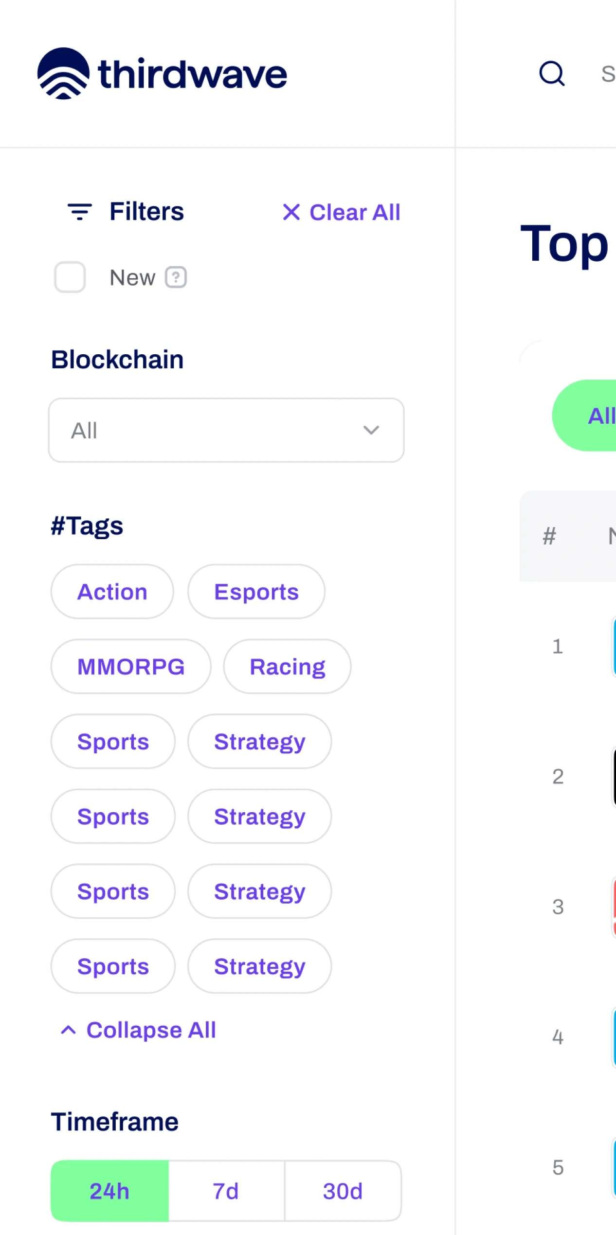 The same panel with the tags unfolded and a Collapse all link under them.